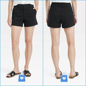 Size 6 - Womens High-Rise Everyday Chino Shorts - A New Day - Black